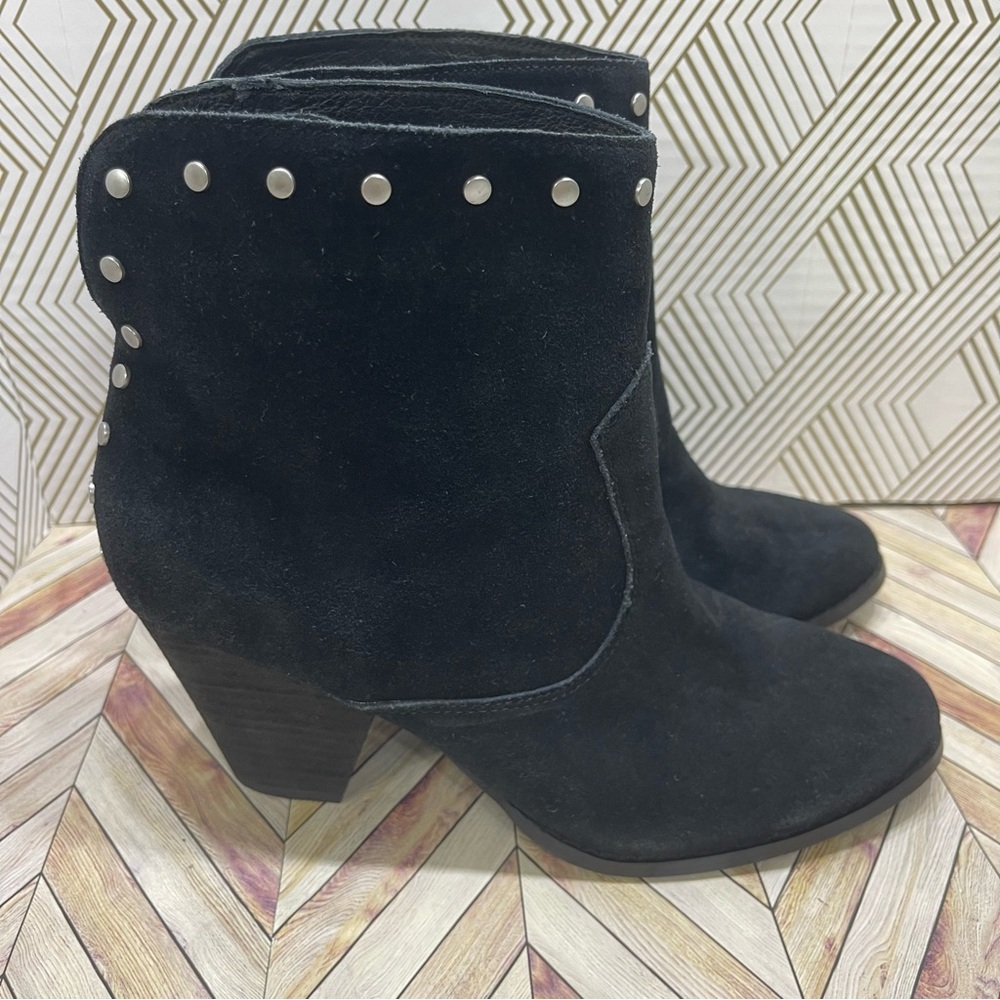 Splendid Womens Esmae Black Suede‎ Studded Block heel Ankle Boots Shoes NWOT G8